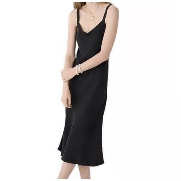 J.Crew Gwyneth Slip Dress Size 4 Black Cupro Blend V-Neck Holiday Party NEW NWT - Picture 1 of 13